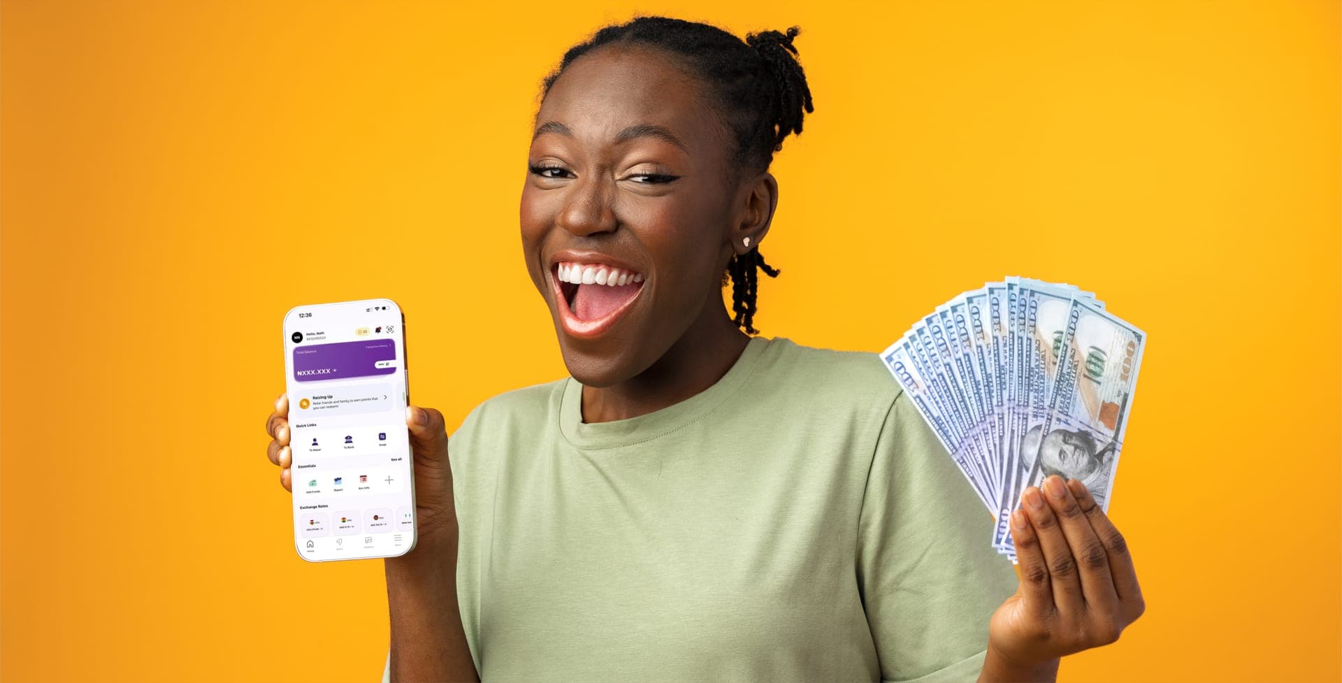 Phone showing personal banking app interface